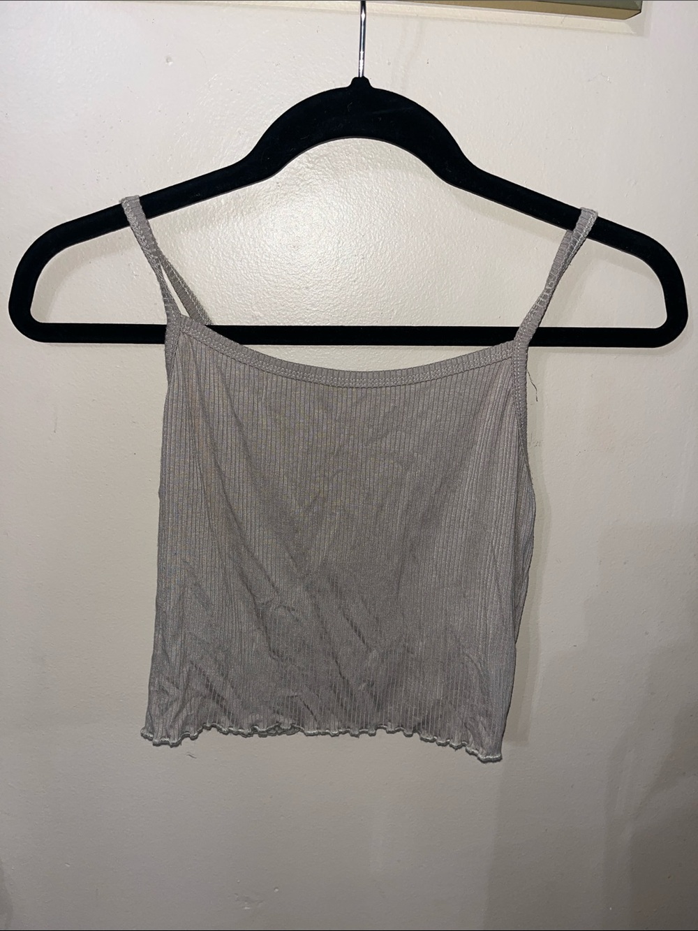 SWS Essentials Women’s Light Beige Ribbed Cropped Tank Top — Size M